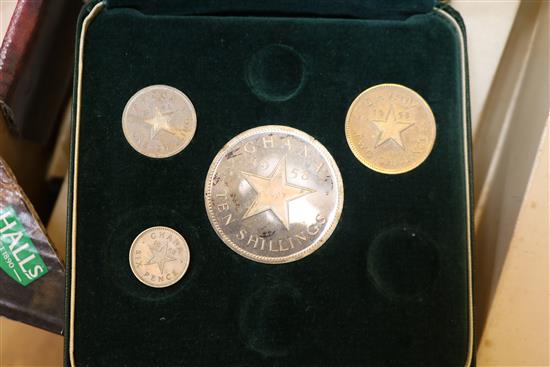 A collection of cased Franklin coin sets